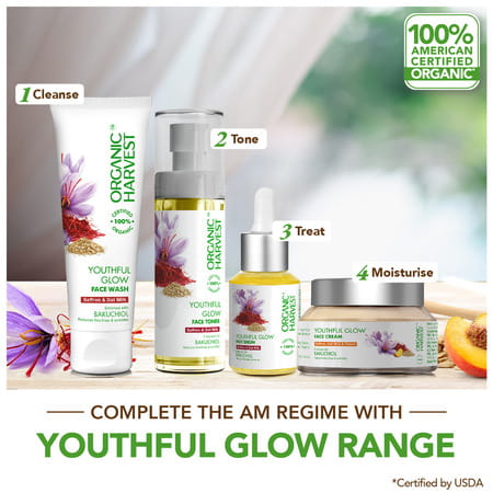 Organic Harvest Youthful Glow Face Cream: Saffron, Oat Milk & Peach |Pigmentation Removal Cream, 50g