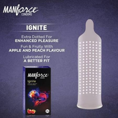 Manforce Ignite Apple-Peach & Cocktail Hazelnut & Chocolate Flavoured Condoms(Set Of 2 20 Pcs)