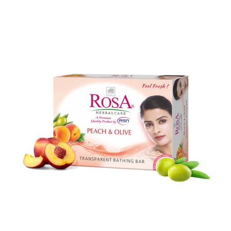Rosa Transparent Peach & Olive And Rose Gel Soap I Skin Conditioners I Pack 4 *100g Each