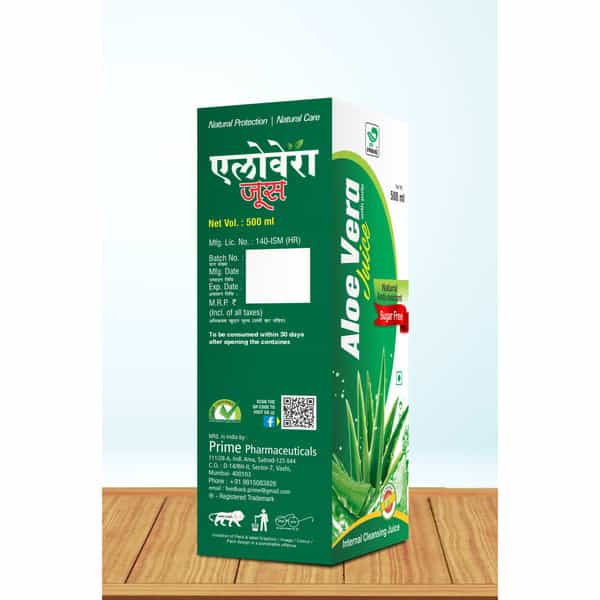 Prime Aloe Vera Juice With Pulp | Sugar Free | Anti-Oxidant Supports Digestion & Skin Health 500 Ml