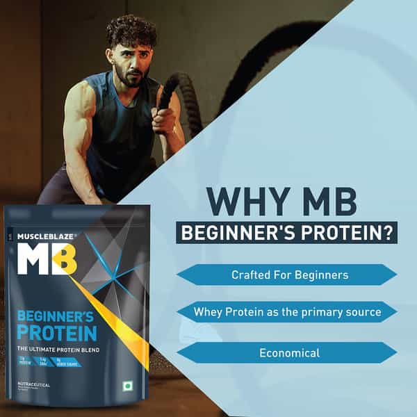 Muscleblaze Beginner's Whey Protein, Fast Muscle Recovery & Improved Strength (Chocolate, 2Kg/4.4Lb)
