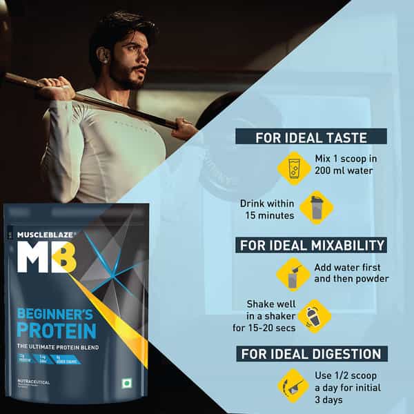 Muscleblaze Beginner's Whey Protein, Fast Muscle Recovery & Improved Strength (Chocolate, 2Kg/4.4Lb)