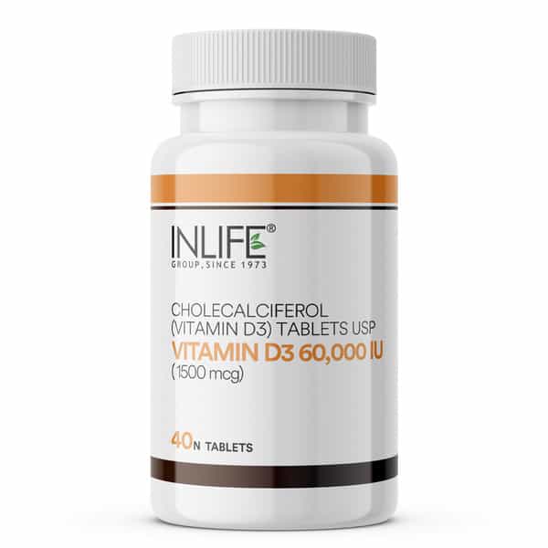 Inlife Vitamin D3 60000 Iu Cholecalciferol Supplement For Men And Women - 40 Chewable Tablets