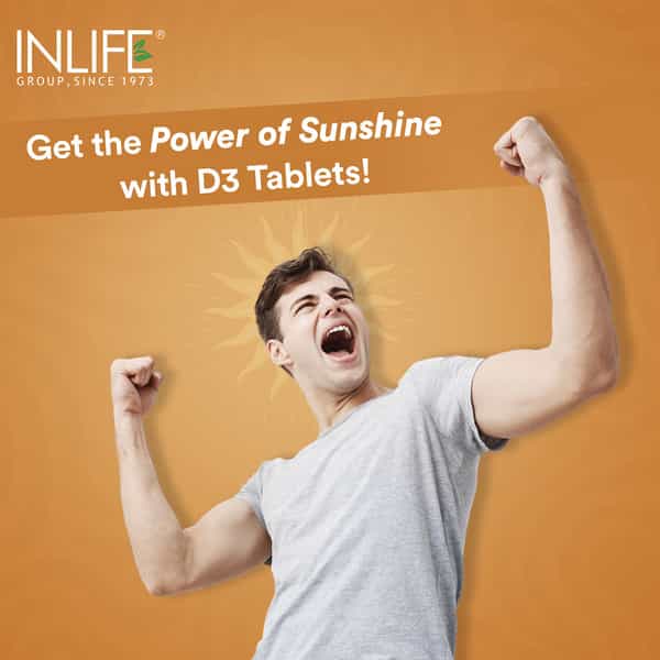 Inlife Vitamin D3 60000 Iu Cholecalciferol Supplement For Men And Women - 40 Chewable Tablets