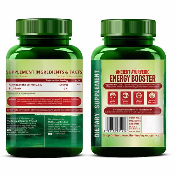 Vlado's Himalayan Organics Ashwagandha 1000Mg Supplement (120 Capsules)