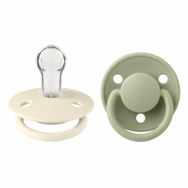 Bibs De Lux 2 Pack Silicone Onesize Ivory/Sage - 0-3 Years