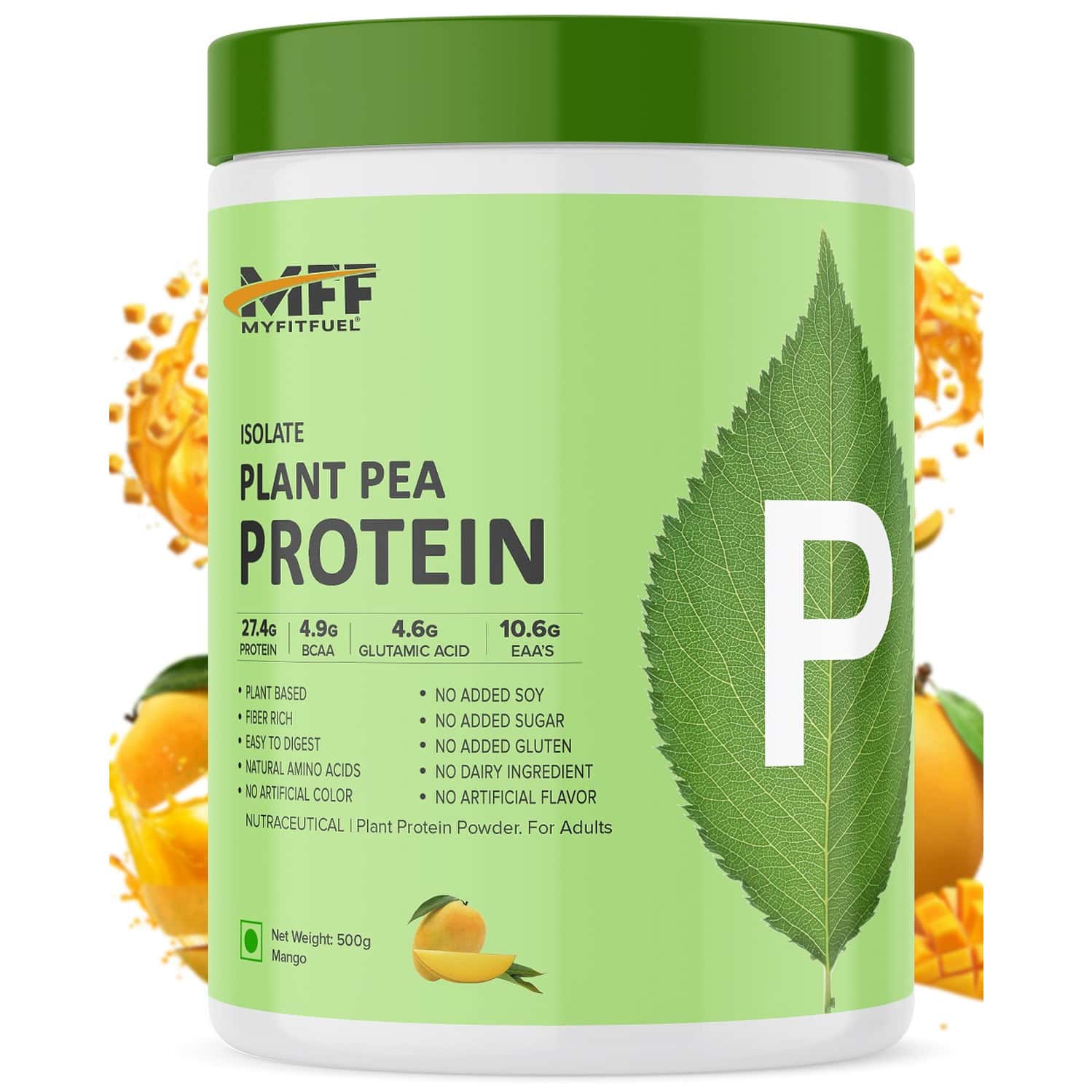 Myfitfuel Mff Plant Pea Protein 500 Gm (1.1 Lbs) Mango Alphonso | Easy To Digest Protein Powder