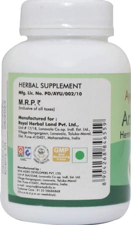 Ayur Champ - Pack Of 2 -Arso Vedic | Piles Hemorrhoid | Herbal Supplement | 500mg 60 Tablets