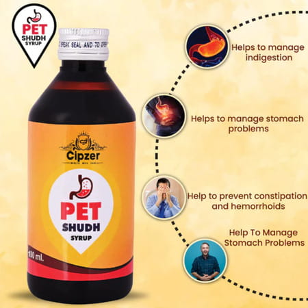 Cipzer Pet Sudh Syrup | Herbal Remedy For Constipation & Gastric Relief| Supports Digestion | 100 Ml