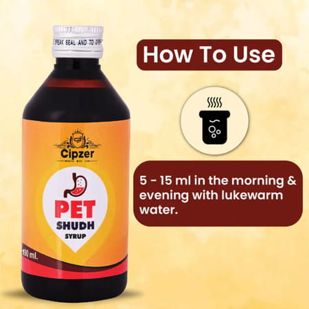 Cipzer Pet Sudh Syrup | Herbal Remedy For Constipation & Gastric Relief| Supports Digestion | 100 Ml