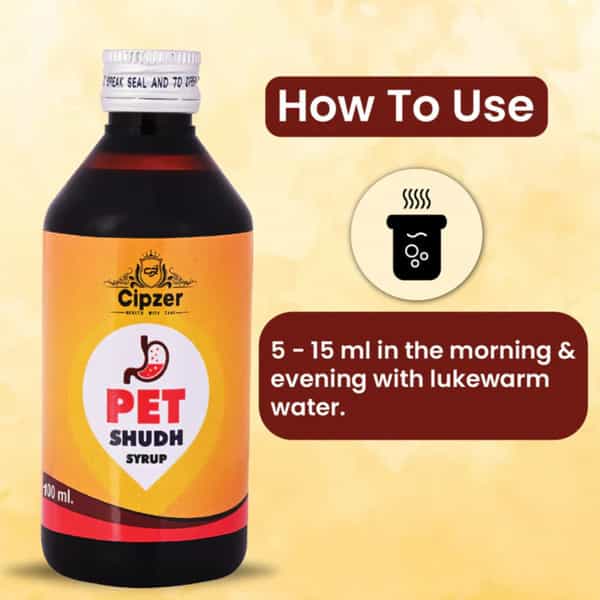 Cipzer Pet Sudh Syrup | Herbal Remedy For Constipation & Gastric Relief| Supports Digestion | 100 Ml