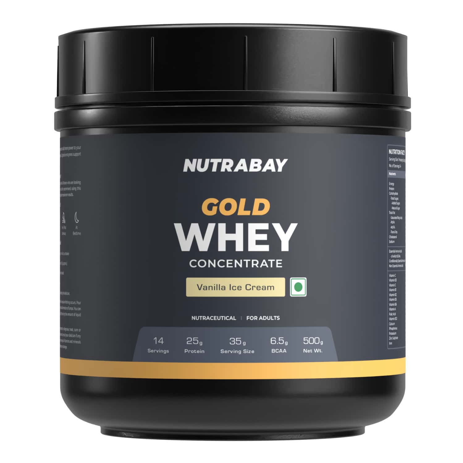 Nutrabay Gold 100% Whey Protein Concentrate Vanilla Ice Cream - 500g