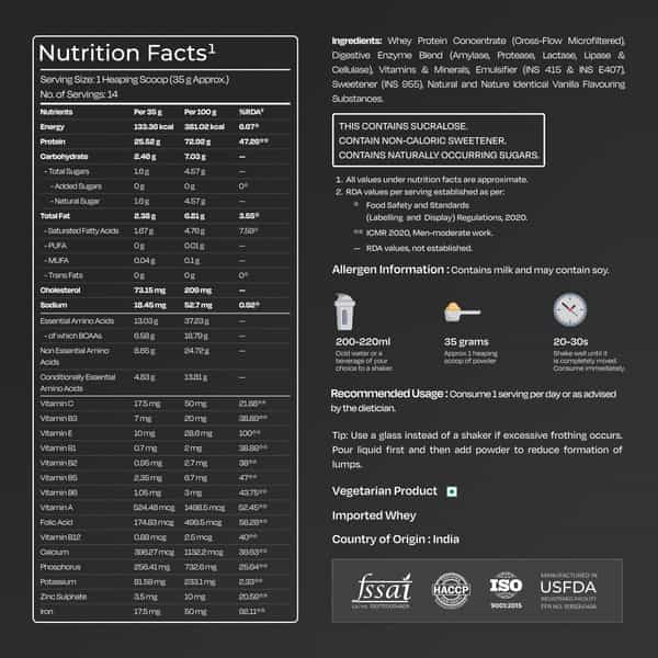 Nutrabay Gold 100% Whey Protein Concentrate Vanilla Ice Cream - 500G