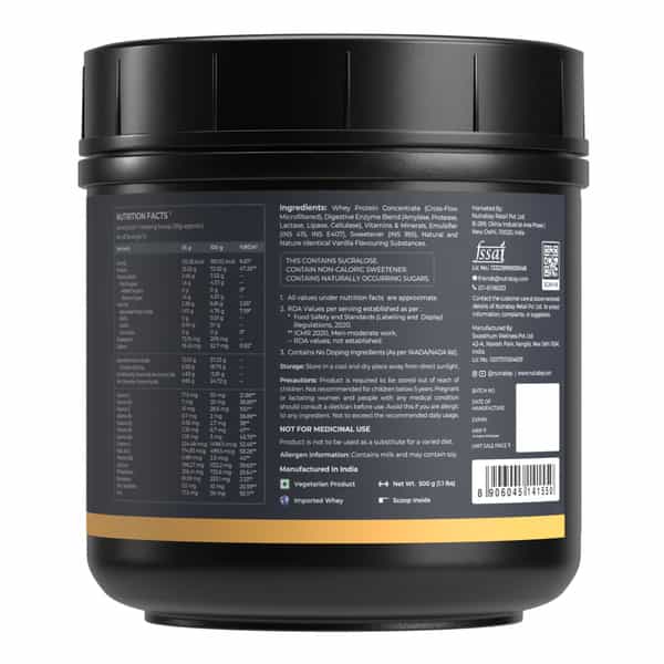 Nutrabay Gold 100% Whey Protein Concentrate Vanilla Ice Cream - 500G