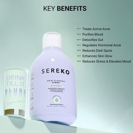 Sereko Skin Clearing Syrup Mixed Berry Flavour Blood Purifier For Acne & Pimple Control 200 Ml