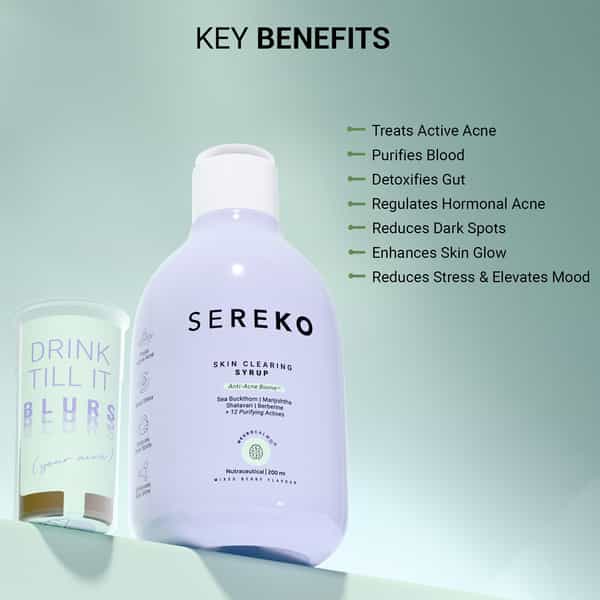 Sereko Skin Clearing Syrup Mixed Berry Flavour Blood Purifier For Acne & Pimple Control 200 Ml