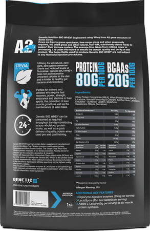 Genetic Nutrition Bio Wheyswiss Grass-Fed For Muscle Recovery Repair And Growth Fresh Strawberry 2kg