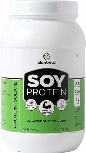 Plantvita Soy Protein - 1Kg Jar Unflavoured & Unsweetened