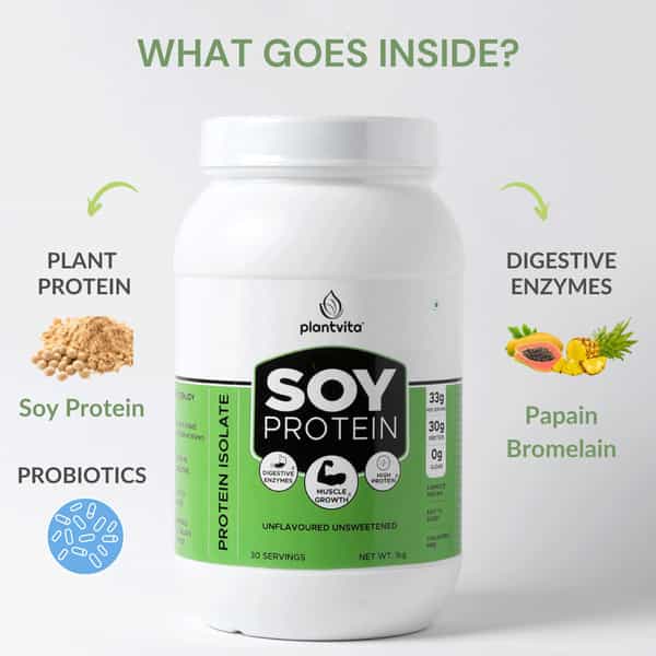 Plantvita Soy Protein - 1Kg Jar Unflavoured & Unsweetened