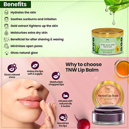 Tnw-The Natural Wash Unisex Combo Of Beetroot Lip Balm & Aloe Vera Gold Gel