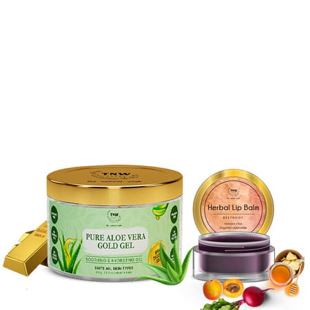 Tnw-The Natural Wash Unisex Combo Of Beetroot Lip Balm & Aloe Vera Gold Gel