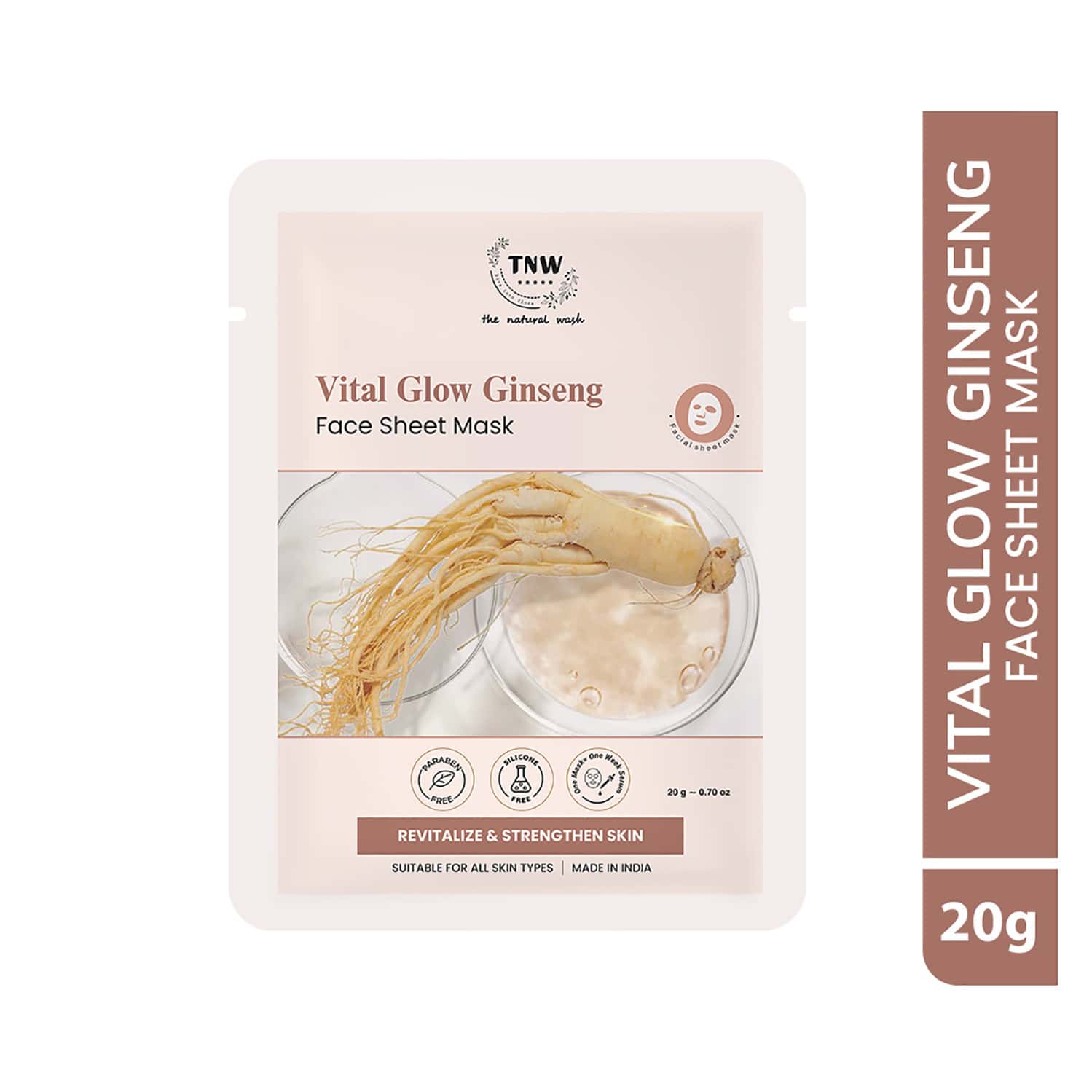 Tnw The Natural Wash Ginseng Face Sheet Mask | Revitalizing For Dry Skin 20 Gm