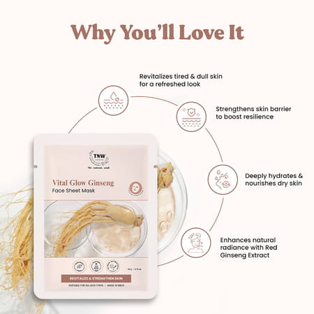 Tnw The Natural Wash Ginseng Face Sheet Mask | Revitalizing For Dry Skin 20 Gm