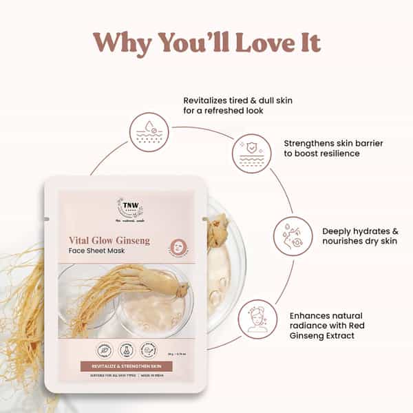 Tnw The Natural Wash Ginseng Face Sheet Mask | Revitalizing For Dry Skin 20 Gm