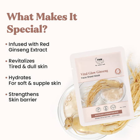Tnw The Natural Wash Ginseng Face Sheet Mask | Revitalizing For Dry Skin 20 Gm