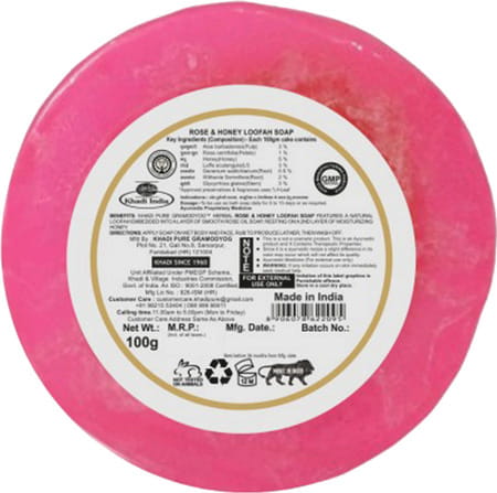 Khadi Pure Herbal Rose & Honey Loofah Soap - 100g ( Set Of 2)
