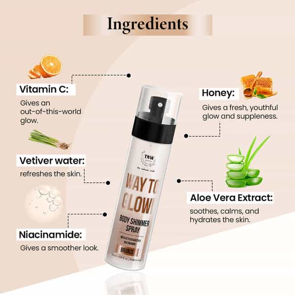 Tnw The Natural Wash Way To Glow Body Shimmer Spray | Radiance & Skin Nourishment 120Ml