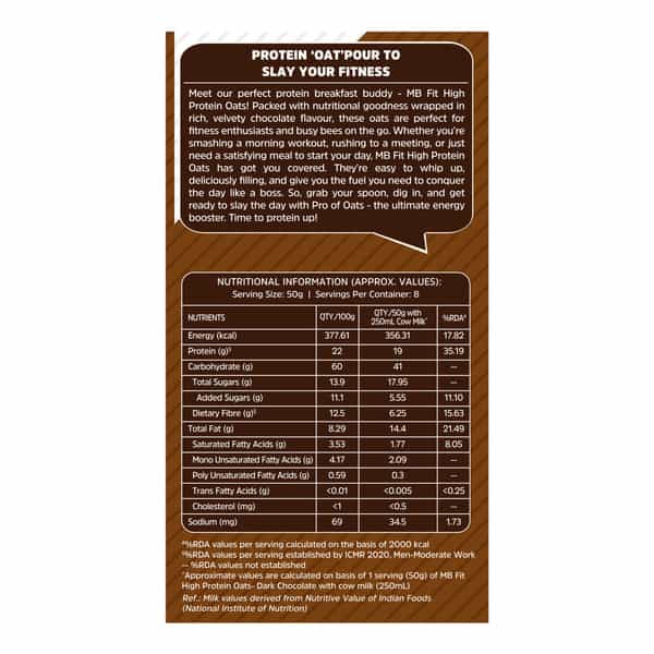 Muscleblaze Fit High Protein Oats (Dark Chocolate | 400G) | 22G Protein