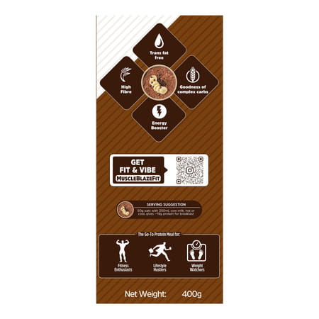 Muscleblaze Fit High Protein Oats (Dark Chocolate | 400g) | 22g Protein