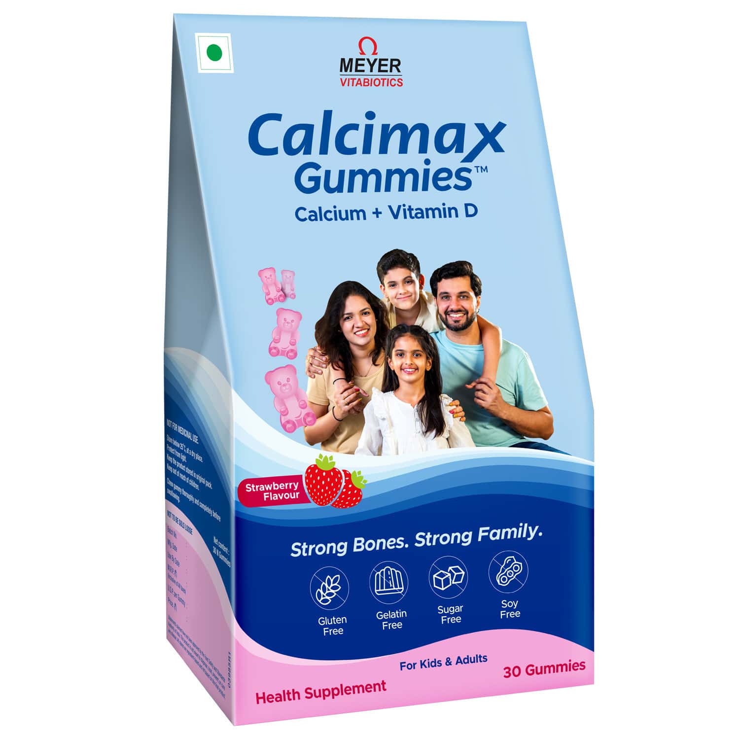 Calcimax Gummies Strawberry Flavour Sugar Free For Kids And Adults 30 Nos