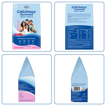 Calcimax Gummies Strawberry Flavour Sugar Free For Kids And Adults 30 Nos