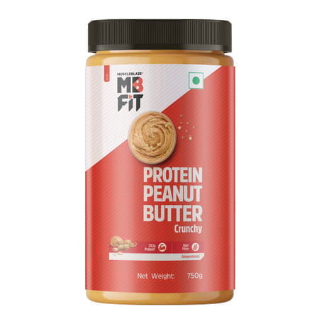 Muscleblaze High Protein Natural Peanut Butter | Crunchy | 37 G Protein | Unsweetened | 750 G