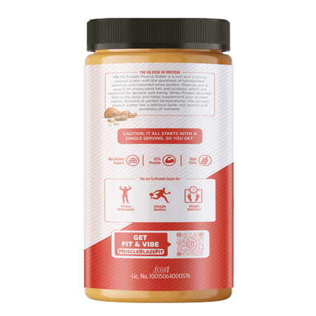 Muscleblaze High Protein Natural Peanut Butter | Crunchy | 37 G Protein | Unsweetened | 750 G