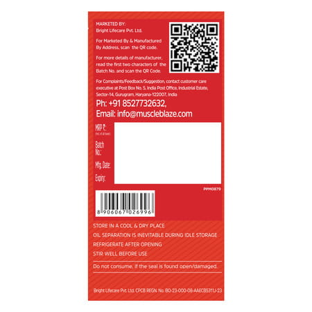 Muscleblaze High Protein Natural Peanut Butter | Crunchy | 37 G Protein | Unsweetened | 750 G