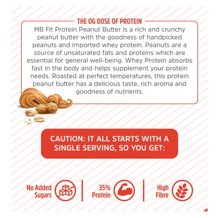 Muscleblaze High Protein Natural Peanut Butter | Crunchy | 37 G Protein | Unsweetened | 750 G