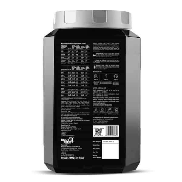 Bodyfirst Super Gainz - Mass Gainer With Minerals & Vitamins | Cookies & Cream | 1 Kg