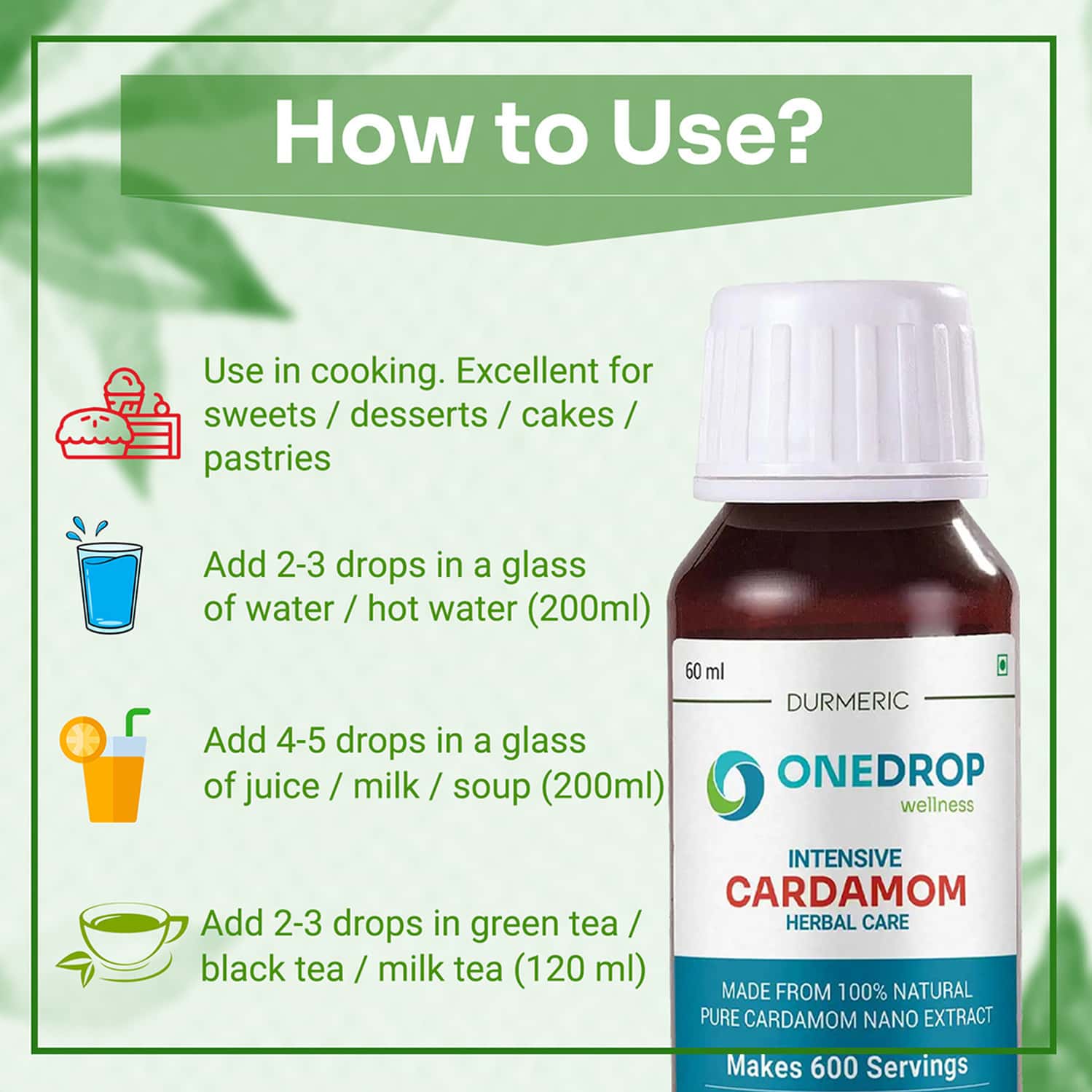 Buy DURMERIC ONEDROP INTENSIVE CARDAMOM HERBAL DROPS - 60 ML Online ...