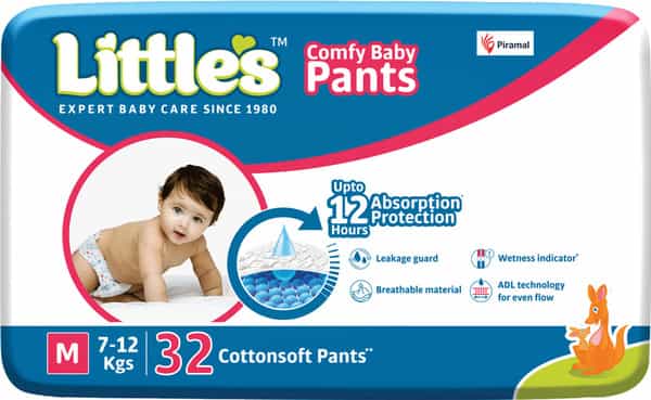 Little's Comfy Baby Pants Diapers With Wetness Indicator And 12 Hours Absorption - Medium 32 Pants
