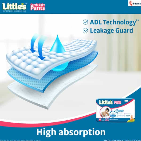 Little's Comfy Baby Pants Diapers With Wetness Indicator And 12 Hours Absorption - Medium 32 Pants