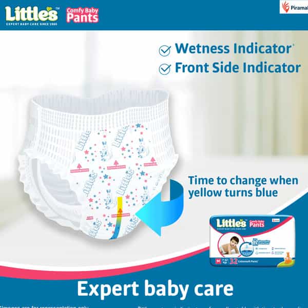Little's Comfy Baby Pants Diapers With Wetness Indicator And 12 Hours Absorption - Medium 32 Pants