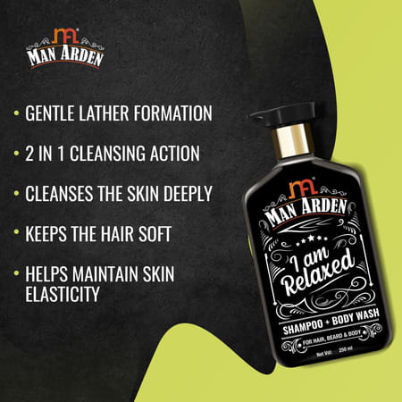 Man Arden I Am Relaxed Shampoo +Body Wash No Sulphate No Paraben 250 Ml