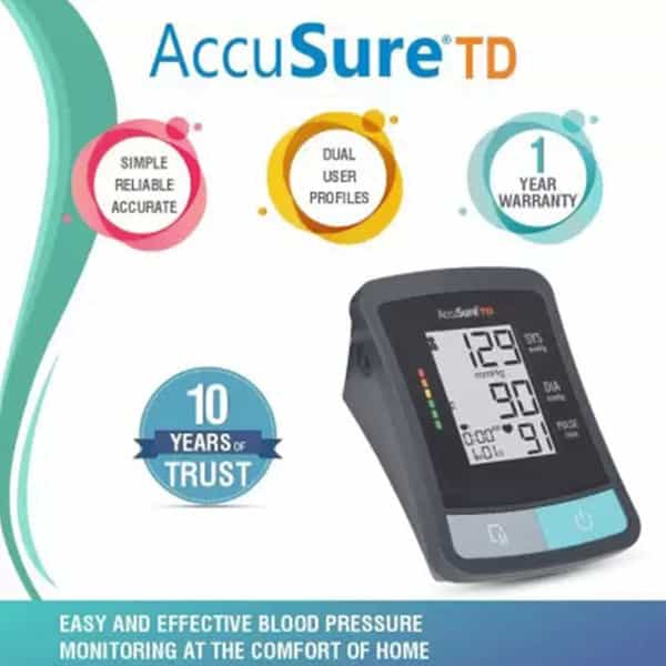 Accusure Td Blood Pressure Monitoring System | Bp Monitor | With Adapter