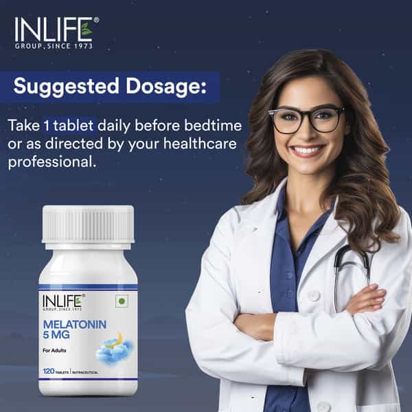 Inlife Melatonin 5Mg Tablets | Promotes Sleep And Relaxation |For Men And Women - 120 Tablets
