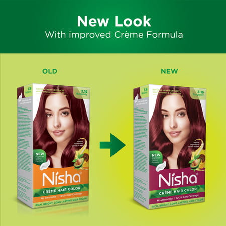 Nisha Creme Hair Color 3.16 Burgundy 120gm Pack Of 2 | Ammonia Free Permanent Hair Colour