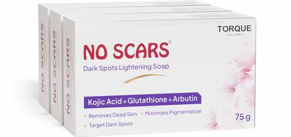 No Scars Skin Brightening Soap | Glutathione, Kojic Acid, Vitamin C E, Alpha Arbutin (75G Pack Of 3)