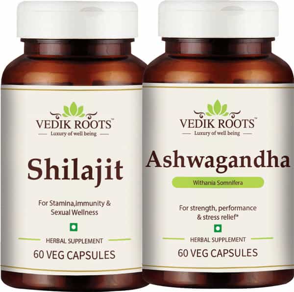 Vedikroots Shilajit + Ashwagandha 60 Capsules For Vitality Booster
